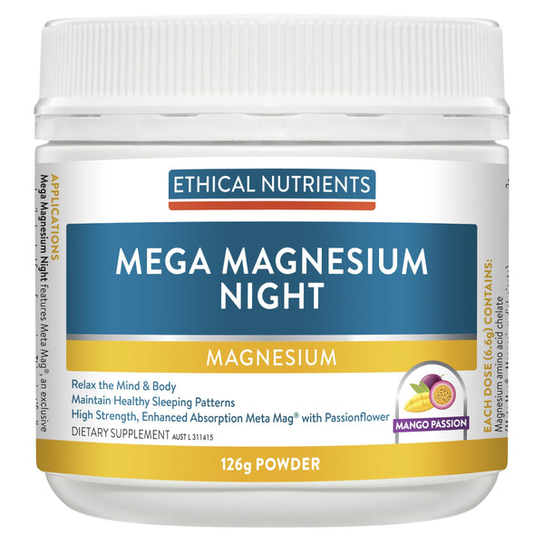 Ethical Nutrients Mega Magnesium Night Supplement Metagenics (Aust) Pty Ltd 