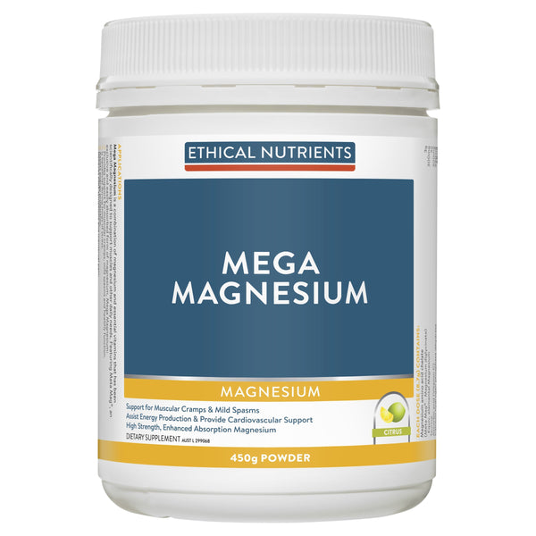 Ethical Nutrients Mega Magnesium Powder Citrus Supplement Metagenics (Aust) Pty Ltd 450g 