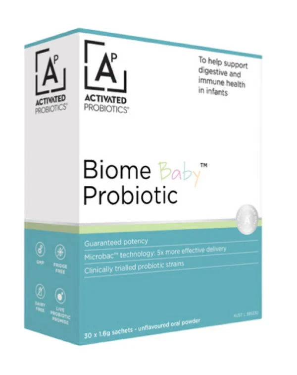 Activated Probiotics Biome Baby Probiotic Unflavoured Sachets 1.6g x 30 Pack Supplement Oborne Health Supplies/CH2 