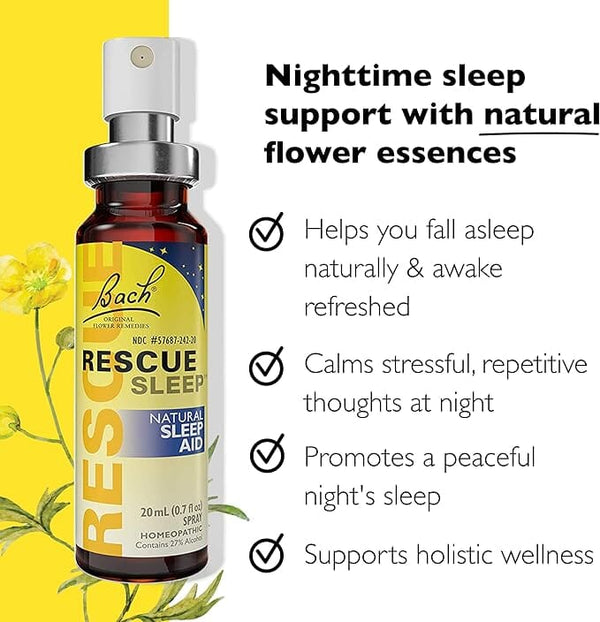 Bach Flower Remedies Rescue Sleep Spray 20ml Supplement Oborne Health Supplies/CH2 