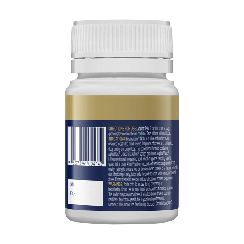 Bioceuticals RestoraCalm Night 60t Supplement Bioceuticals Pty Ltd 