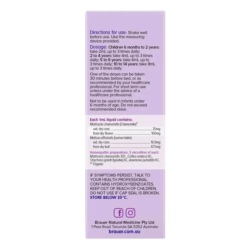 Brauer Baby & Child Sleep Oral Liquid 100ml Supplement Oborne Health Supplies/CH2 
