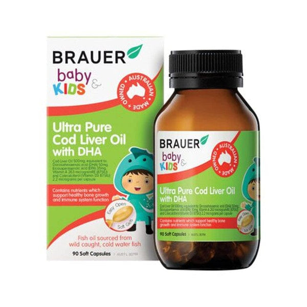 Brauer Baby & Kids Ultra Pure Cod Liver Oil with DHA 90c Supplement Oborne Health Supplies/CH2 