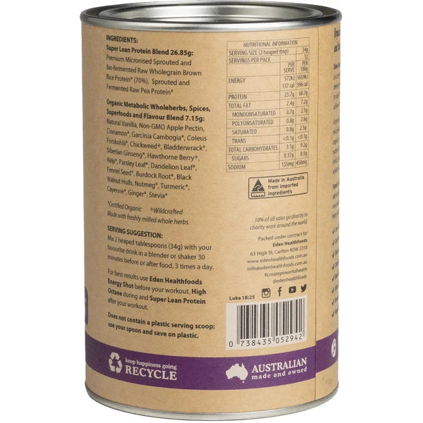 Eden Health Super Lean Protein Cinnamon and Vanilla Supplement Unique Health Products 