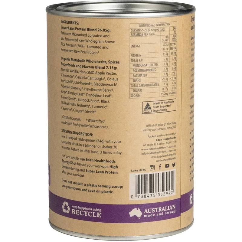 Eden Health Super Lean Protein Cinnamon and Vanilla Supplement Unique Health Products 