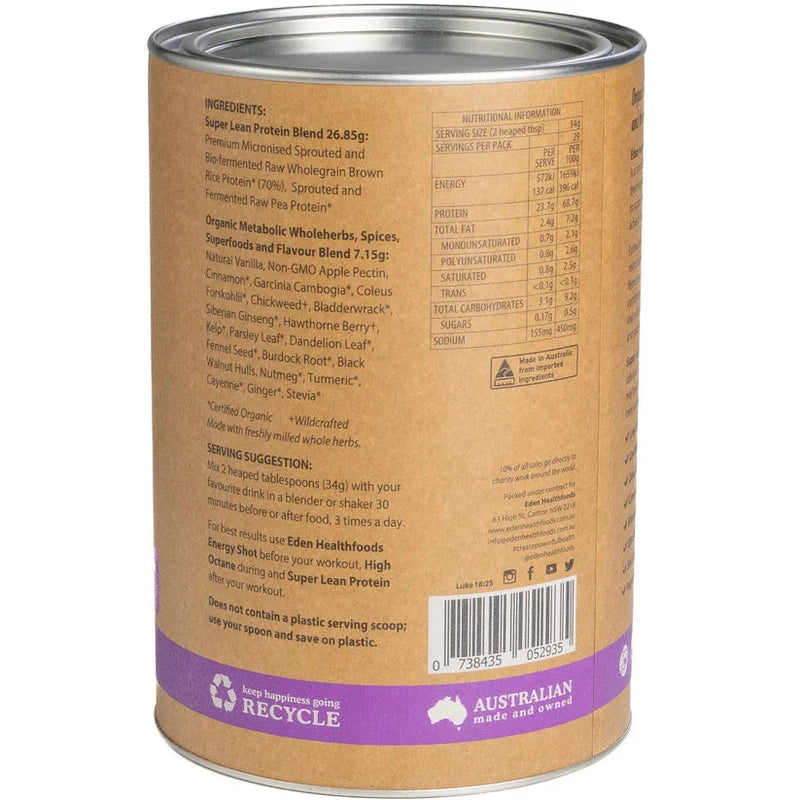 Eden Health Super Lean Protein Cinnamon and Vanilla Supplement Unique Health Products 