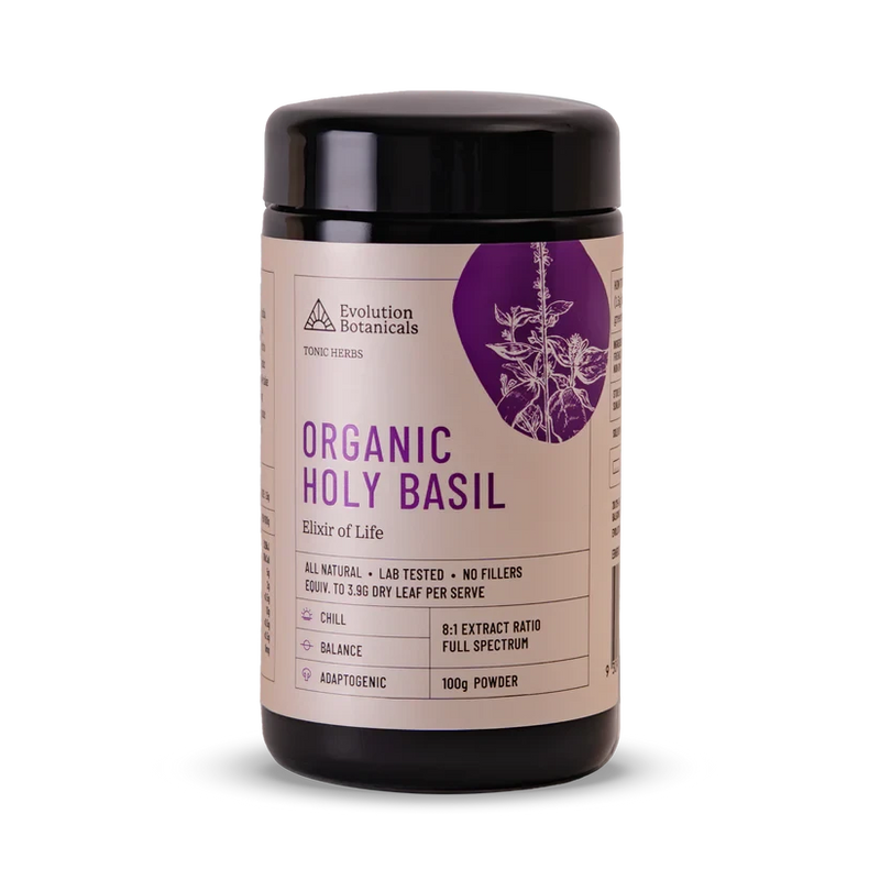 Evolution Botanicals Organic Holy Basil 100g Supplement Unique Health Products 