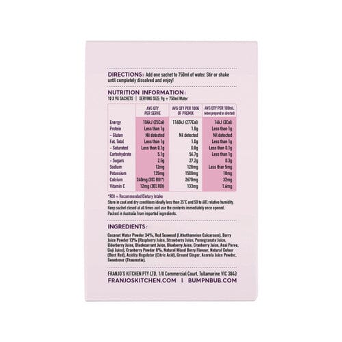 Franjos Kitchen Motherhood Hydration Powder Sachet 9g x 10 pack Supplement Oborne Health Supplies/CH2 