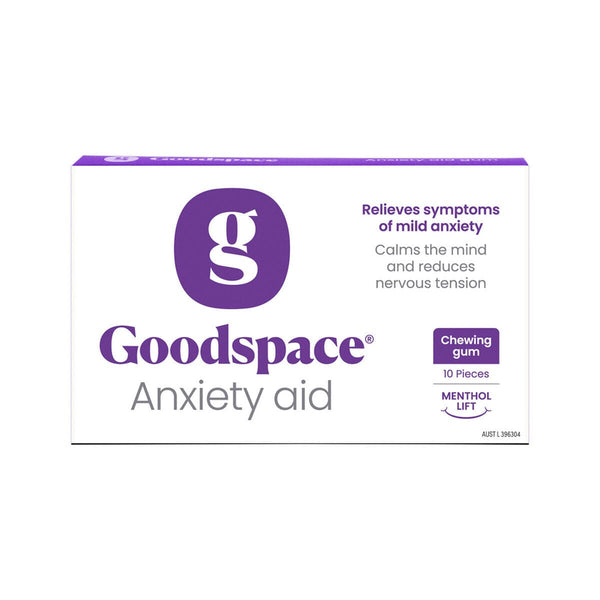 Goodspace Anxiety Aid Chewing Gum Menthol Lift 10pc Sleeve Supplement Oborne Health Supplies/CH2 