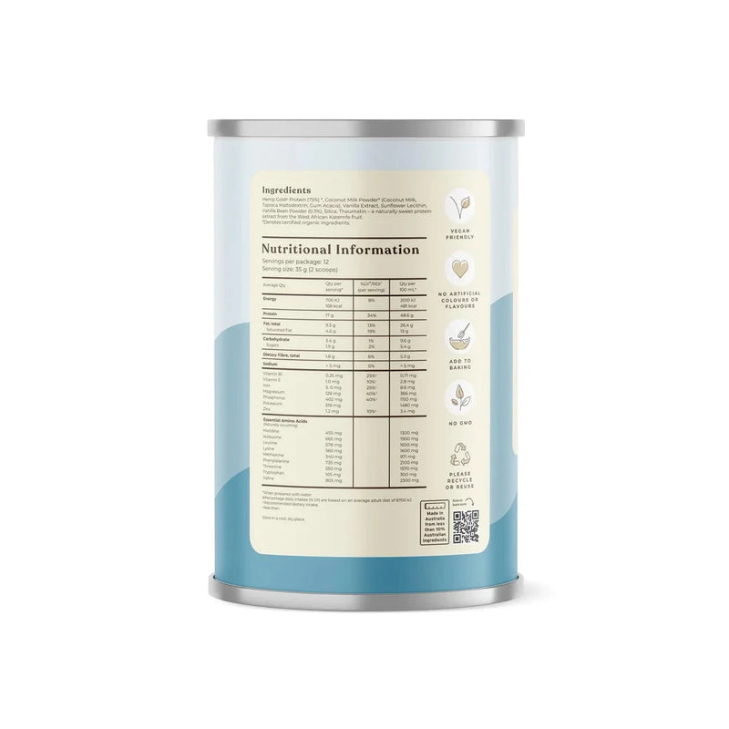 Hemp Foods Australia Hemp Protein Shake 420g Supplement Unique Health Products 