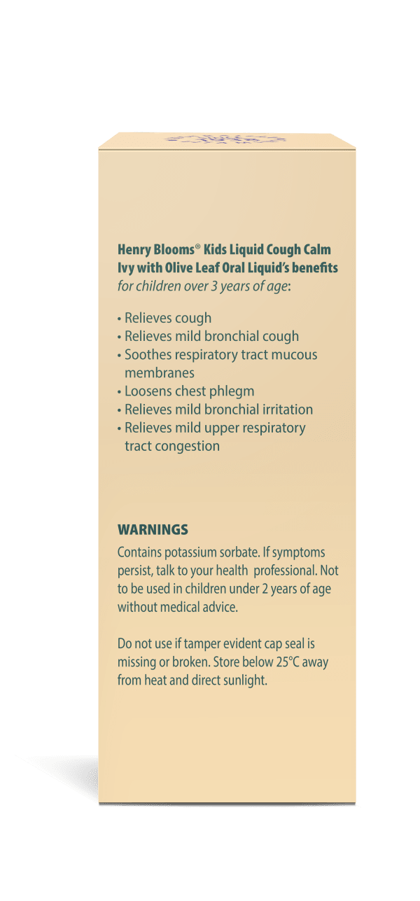 Henry Blooms Kids Liquid Cough Calm Ivy with Olive Leaf Orange 100ml Supplement Not specified 