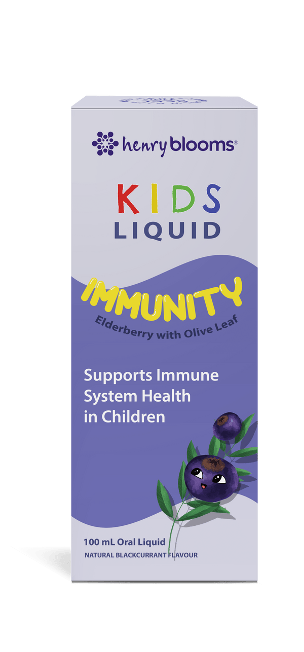 Henry Blooms Kids Liquid Immunity Elderberry with Olive Leaf Blackcurrant 100ml Supplement Oborne Health Supplies/CH2 