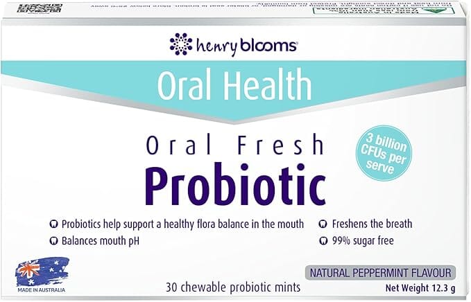 Henry Blooms Oral Health Probiotic Chewable Peppermint 30pk Supplement Oborne Health Supplies/CH2 