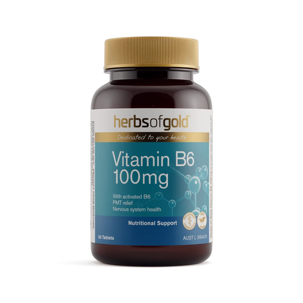 Herbs of Gold Vitamin B6 100mg / 60tabs Supplement Herbs of Gold Pty Ltd 