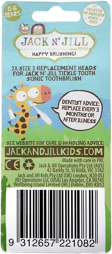 Jack N Jill Tickle Tooth Replacement Heads 2pk Health & Beauty Oborne Health Supplies/CH2 