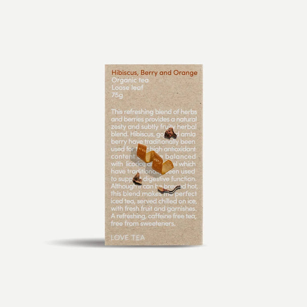 Love Tea Organic Hibiscus Berry and Orange Tea Loose Leaf 75g Herbal Teas Oborne Health Supplies/CH2 