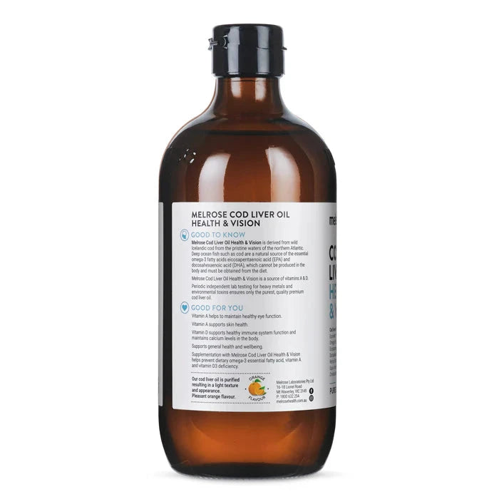 Melrose Cod Liver Oil (Health & Vision) 500ml Supplement Oborne Health Supplies/CH2 