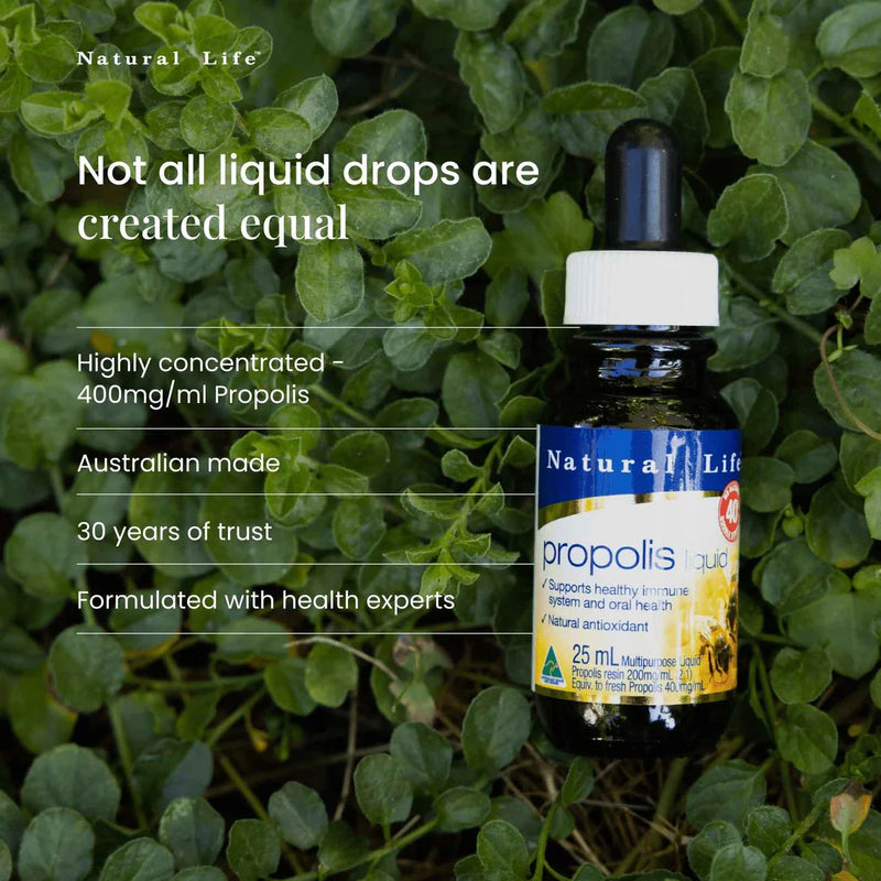 Natural Life Propolis Liquid No Alcohol (40%) Double Strength 25ml Supplement Oborne Health Supplies/CH2 