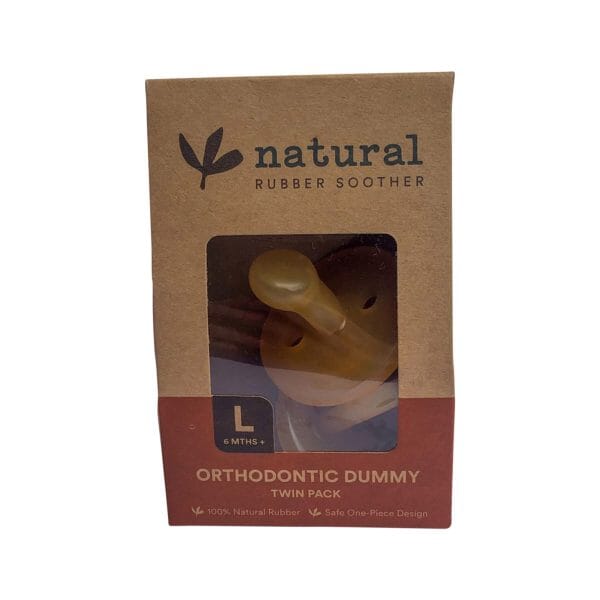 Natural Rubber Soother Orthodontic Dummy Large (6+ Months) Twin Pack Natural Skincare Unique Health Products 
