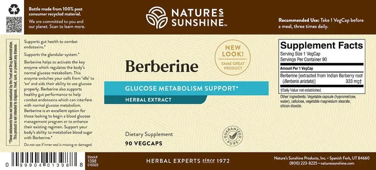 Natures Sunshine Berberine 90 caps Supplement Oborne Health Supplies/CH2 