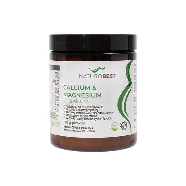 Naturobest Calcium & Magnesium Plus K2 and D3 150g Supplement Oborne Health Supplies 