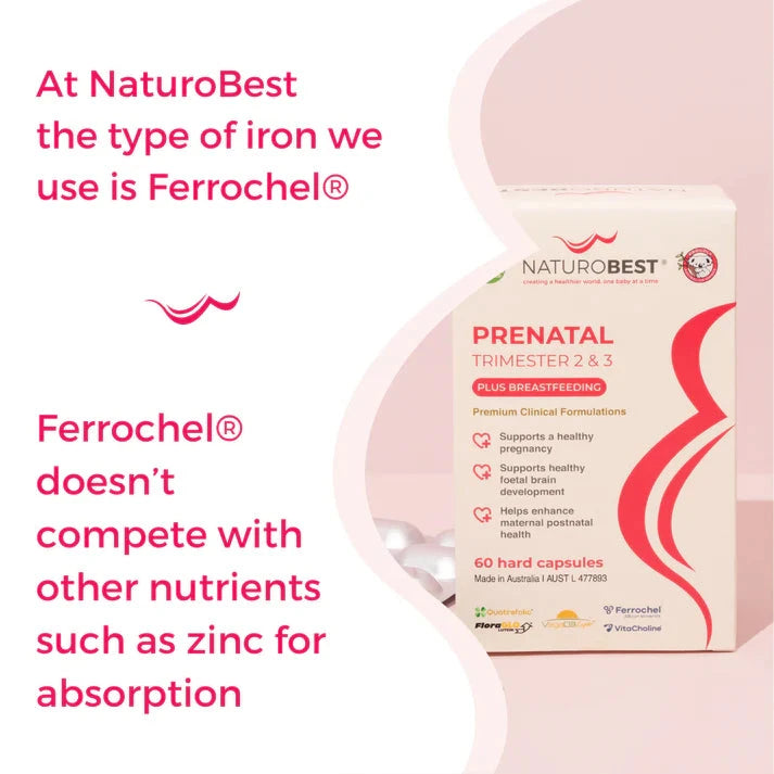 NaturoBest Prenatal Trimester 2 & 3 Plus Breastfeeding 60c Supplement Oborne Health Supplies/CH2 
