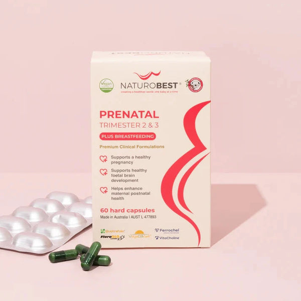 NaturoBest Prenatal Trimester 2 & 3 Plus Breastfeeding 60c Supplement Oborne Health Supplies/CH2 