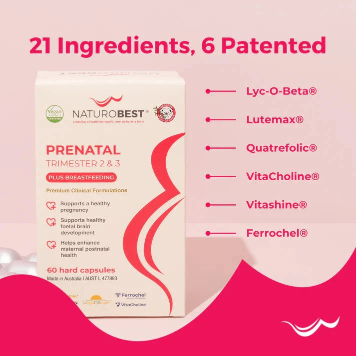 NaturoBest Prenatal Trimester 2 & 3 Plus Breastfeeding 60c Supplement Oborne Health Supplies/CH2 