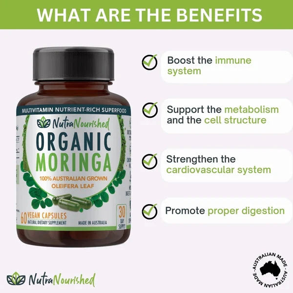 Nutra Nourished Organic Moringa Capsules 60c Supplement Nathan Small Enterprises (NSE) 