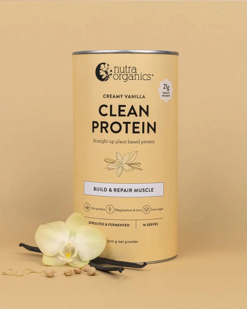 Nutra Organics Clean Protein Creamy Vanilla 500g Supplement Oborne Health Supplies/CH2 