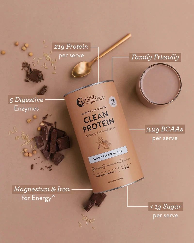 Nutra Organics Protein Clean Smooth Chocolate 500G Supplement Oborne Health Supplies/CH2 