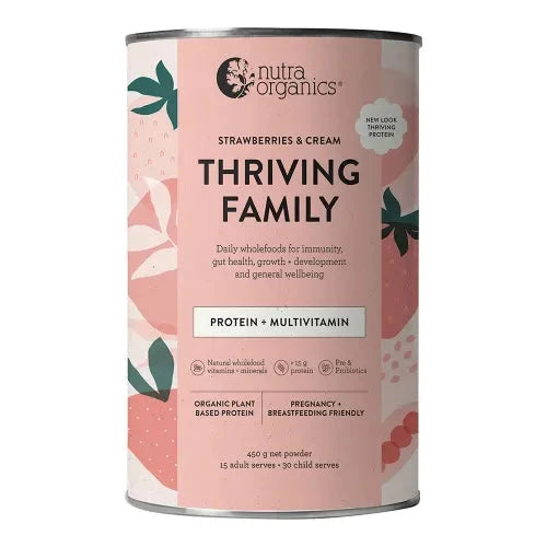 Nutra organics Thriving Protein Strawberries & Cream Supplement Oborne Health Supplies/CH2 