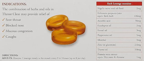 Pretorius Throat-Clear Lozenges Honey & Lemon 20 Pack Supplement Integria Health Care 