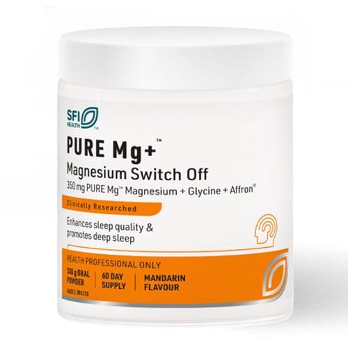 SFI Health PURE Mg+ Magnesium Switch Off Mandarin Oral Powder 330g Supplement Oborne Health Supplies/CH2 
