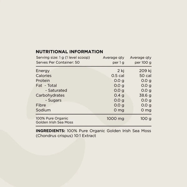 Switch Nutrition - Sea Moss 100% Pure Golden Irish Sea Moss 50g Supplement Unique Health Products 