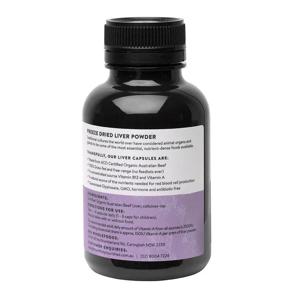 Thankfully Nourished Liver Grass Fed Organic 180c Supplement Global by Nature Pty Ltd 