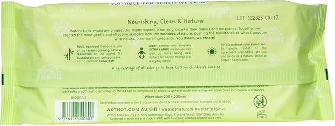 Wotnot Natural Baby Wipes 70pk Natural Skincare Oborne Health Supplies/CH2 
