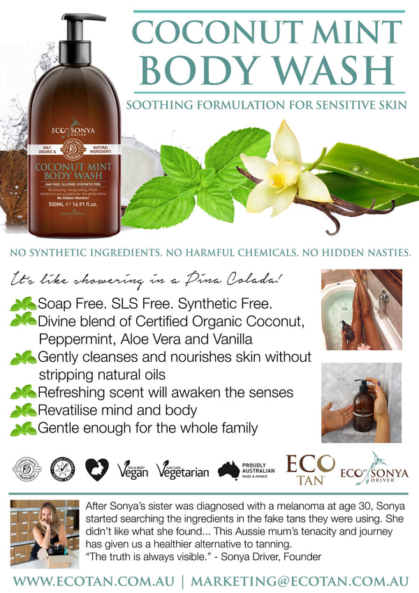 Eco By Sonya Organic Body Wash Coconut & Mint Health & Beauty Eco Tan Pty Ltd 