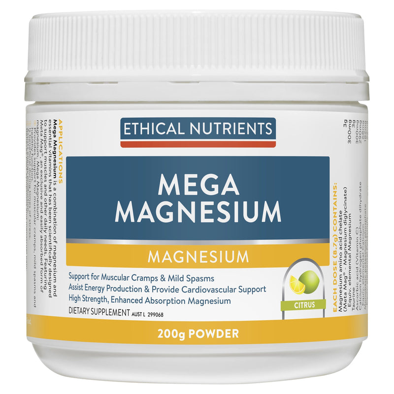 Ethical Nutrients Mega Magnesium Powder Citrus Supplement Metagenics (Aust) Pty Ltd 