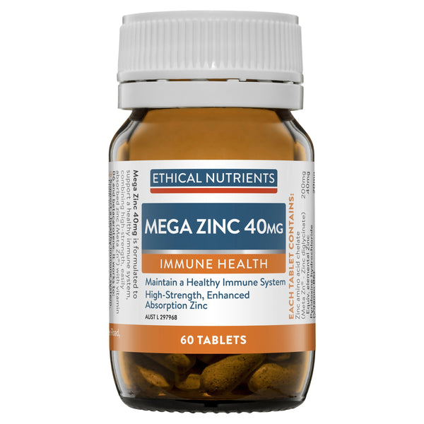 Ethical Nutrients Mega Zinc 40mg Supplement Ethical Nutrients 60 tabs 