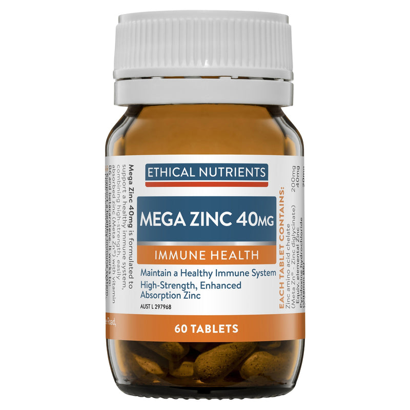 Ethical Nutrients Mega Zinc 40mg Supplement Ethical Nutrients 60 tabs 