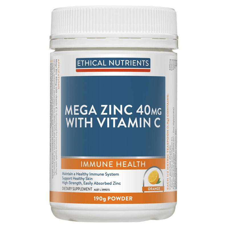 Ethical Nutrients Mega Zinc Powder Supplement Ethical Nutrients 190g Orange 