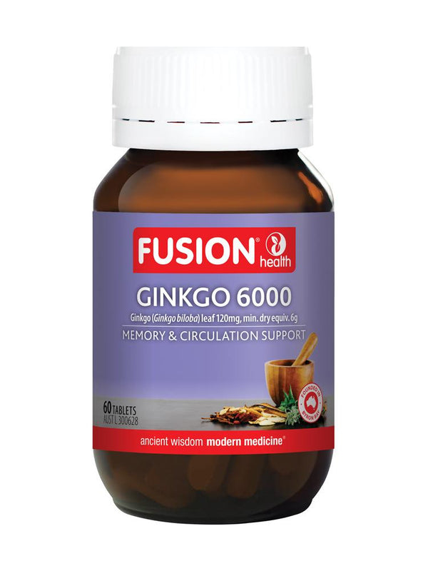 Fusion Ginkgo 6000 Supplement Global Therapeutics Pty Ltd 60 tabs 