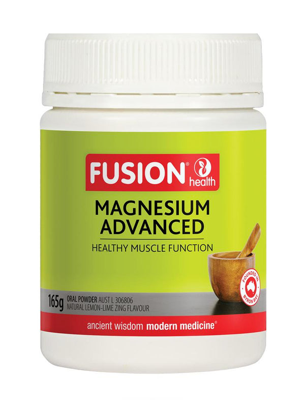 Fusion Magnesium Advanced Powder Lemon-Lime Zing Supplement Global Therapeutics Pty Ltd 165g 