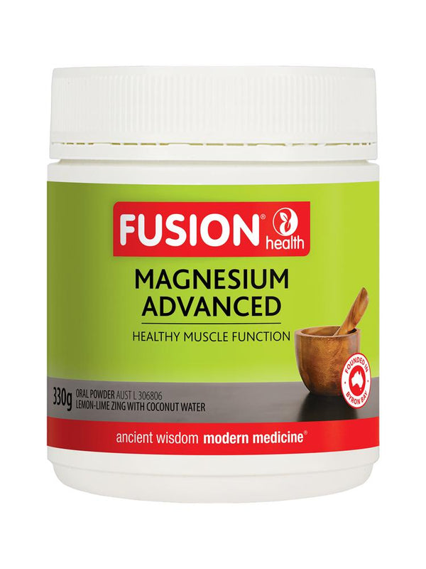 Fusion Magnesium Advanced Powder Lemon-Lime Zing Supplement Global Therapeutics Pty Ltd 330g 