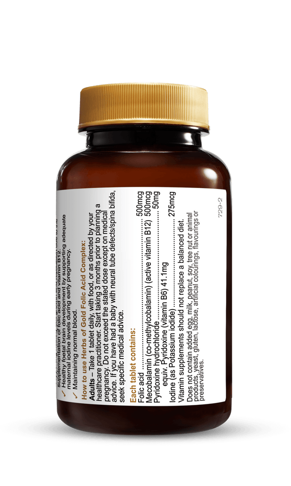 Herbs of Gold Folic Acid Complex Supplement Herbs of Gold Pty Ltd 