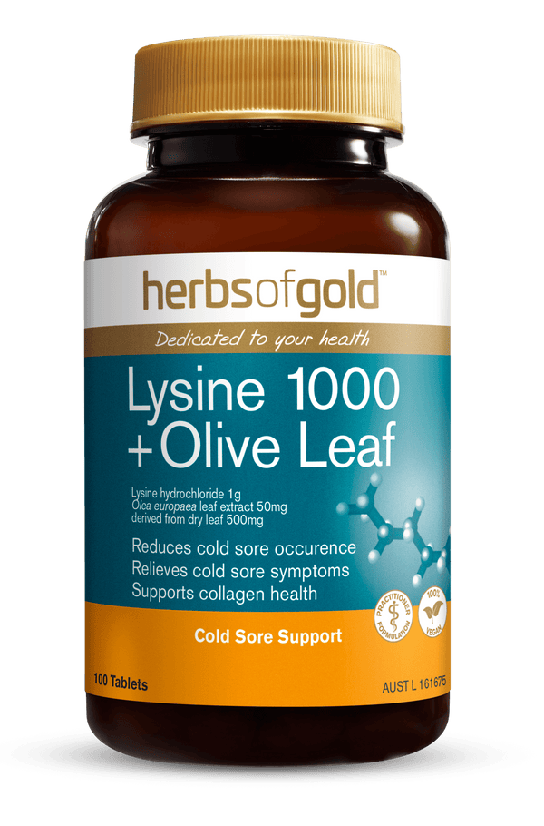 Herbs of Gold Lysine 1000+ Olive Leaf Supplement Herbs of Gold Pty Ltd 