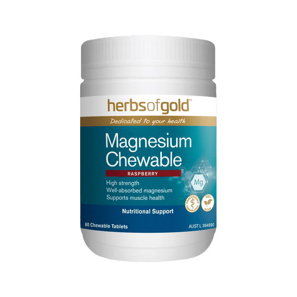 Herbs of Gold Magnesium Chewable Raspberry 60 tabs Supplement Herbs of Gold Pty Ltd 