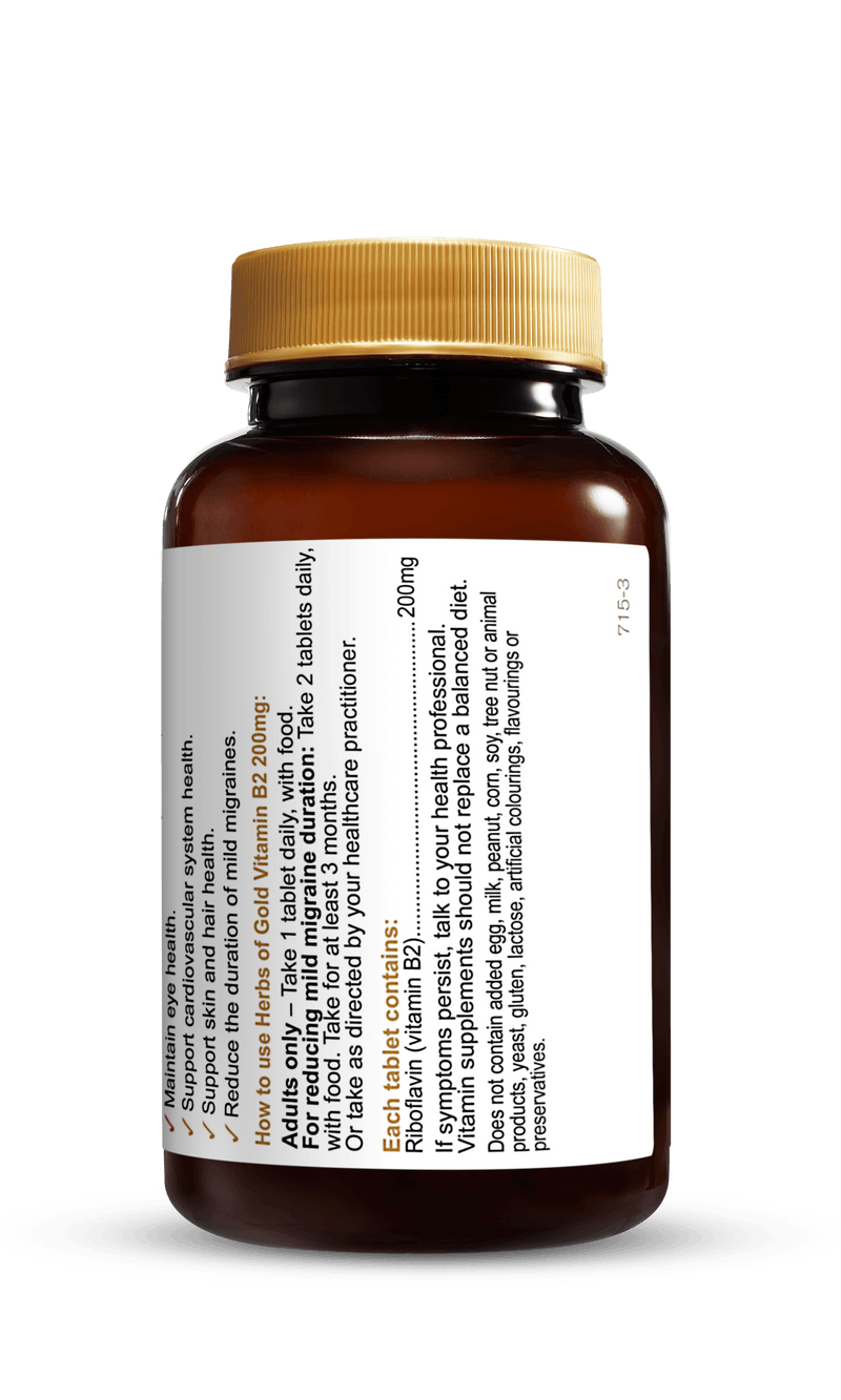 Herbs of Gold Vitamin B2 200mg Supplement Herbs of Gold Pty Ltd 