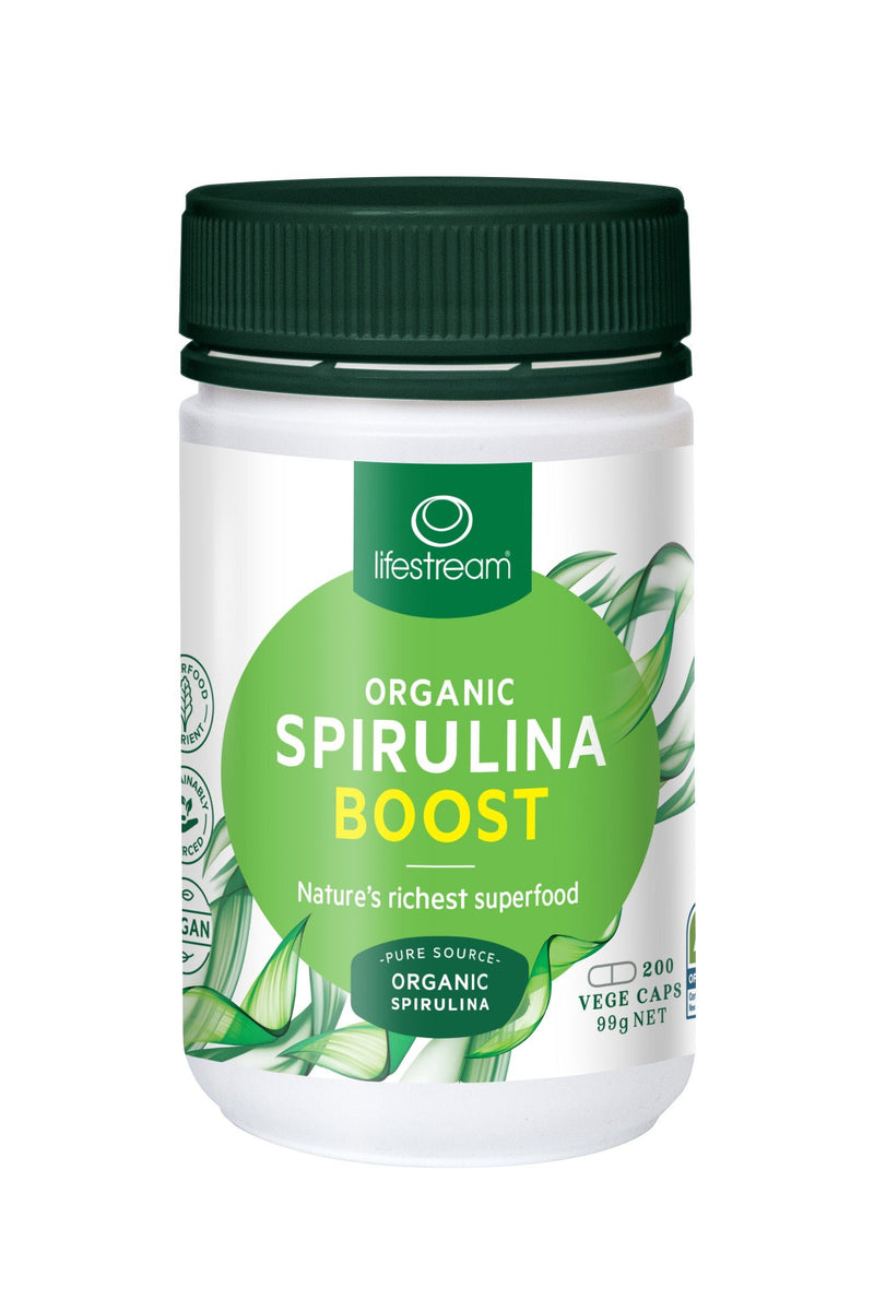 Lifestream Organic Spirulina Boost Vege Capsules Supplement Oborne Health Supplies 